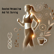 caffeine-metabolism-fat-burning An illustration of a fit and active person running along with a steaming coffee cup, symbolizing caffeine’s ability to boost metabolism, enhance fat oxidation, and aid weight loss
